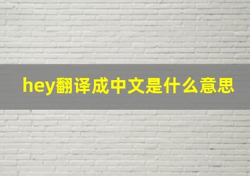 hey翻译成中文是什么意思