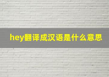 hey翻译成汉语是什么意思