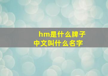 hm是什么牌子中文叫什么名字