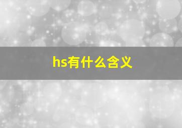 hs有什么含义