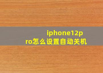 iphone12pro怎么设置自动关机