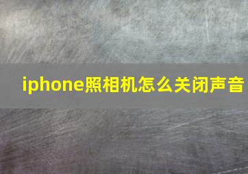 iphone照相机怎么关闭声音