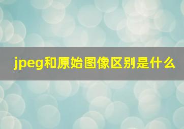 jpeg和原始图像区别是什么