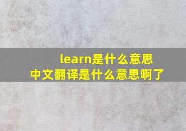 learn是什么意思中文翻译是什么意思啊了