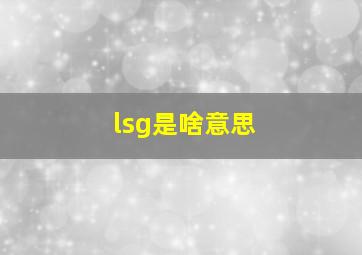 lsg是啥意思