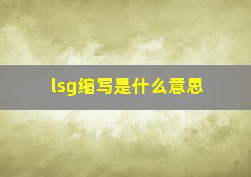 lsg缩写是什么意思