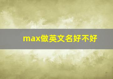 max做英文名好不好