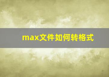 max文件如何转格式