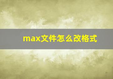 max文件怎么改格式