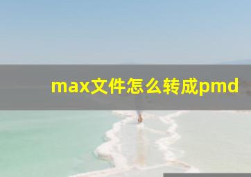 max文件怎么转成pmd