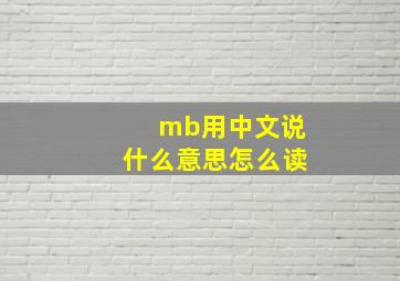 mb用中文说什么意思怎么读