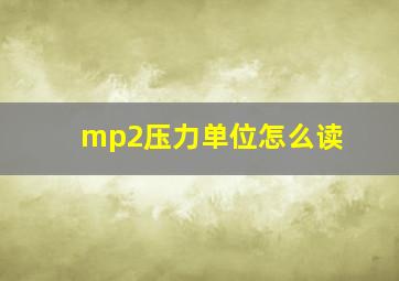 mp2压力单位怎么读