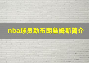 nba球员勒布朗詹姆斯简介