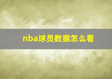 nba球员数据怎么看