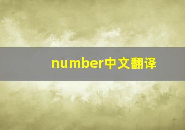 number中文翻译