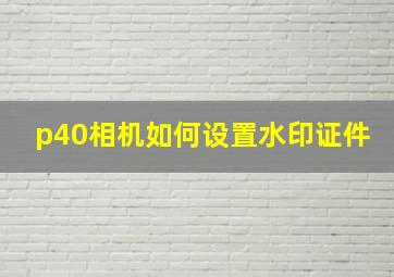 p40相机如何设置水印证件