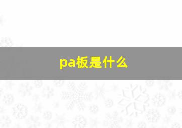 pa板是什么