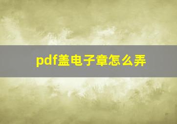 pdf盖电子章怎么弄