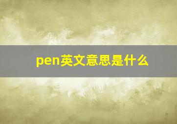 pen英文意思是什么