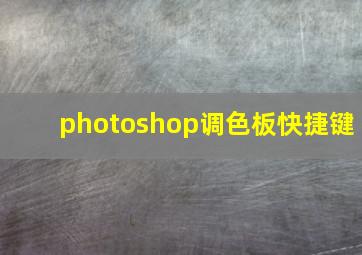 photoshop调色板快捷键