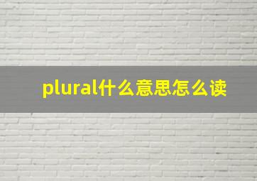 plural什么意思怎么读