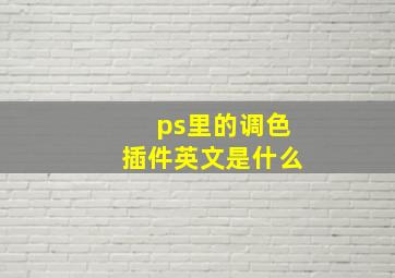 ps里的调色插件英文是什么