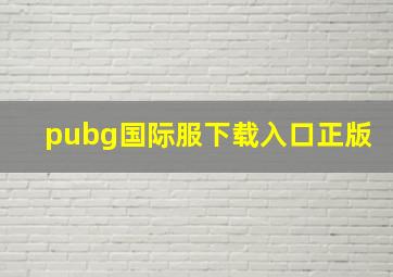 pubg国际服下载入口正版