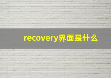 recovery界面是什么