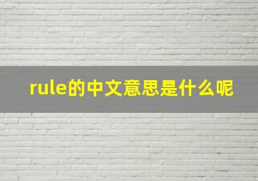 rule的中文意思是什么呢