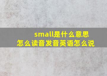 small是什么意思怎么读音发音英语怎么说