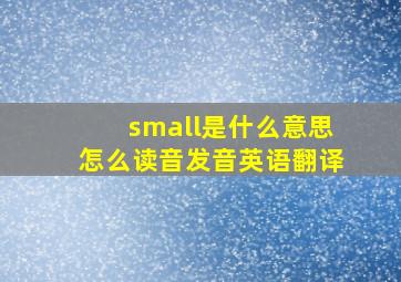 small是什么意思怎么读音发音英语翻译