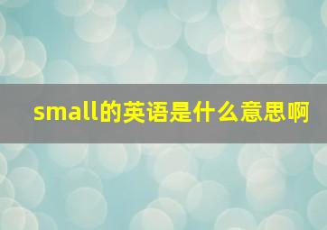 small的英语是什么意思啊