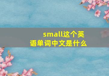 small这个英语单词中文是什么