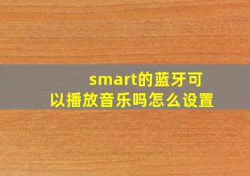 smart的蓝牙可以播放音乐吗怎么设置