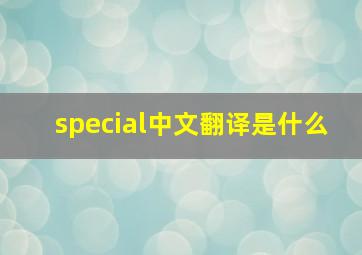 special中文翻译是什么