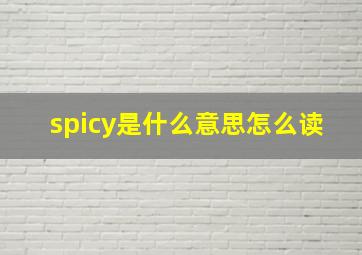 spicy是什么意思怎么读