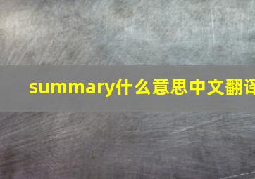 summary什么意思中文翻译