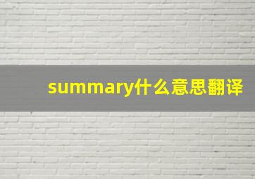 summary什么意思翻译