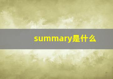 summary是什么