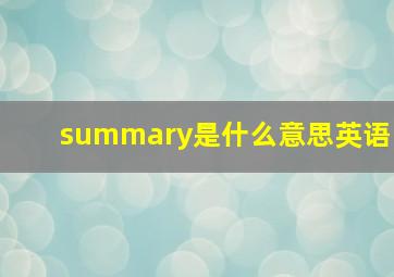 summary是什么意思英语