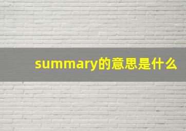 summary的意思是什么