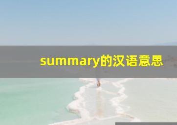 summary的汉语意思