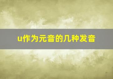 u作为元音的几种发音