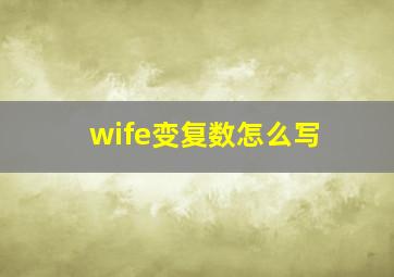 wife变复数怎么写