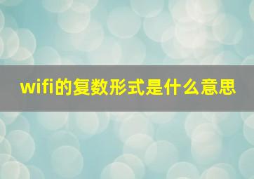 wifi的复数形式是什么意思