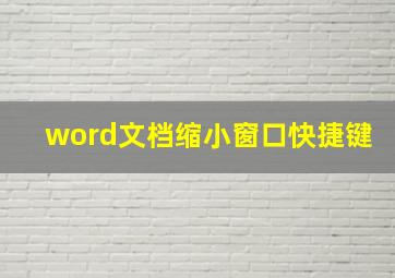 word文档缩小窗口快捷键