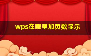 wps在哪里加页数显示