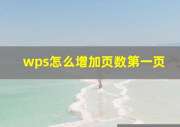 wps怎么增加页数第一页