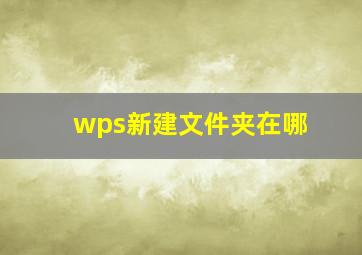 wps新建文件夹在哪