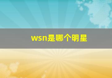 wsn是哪个明星